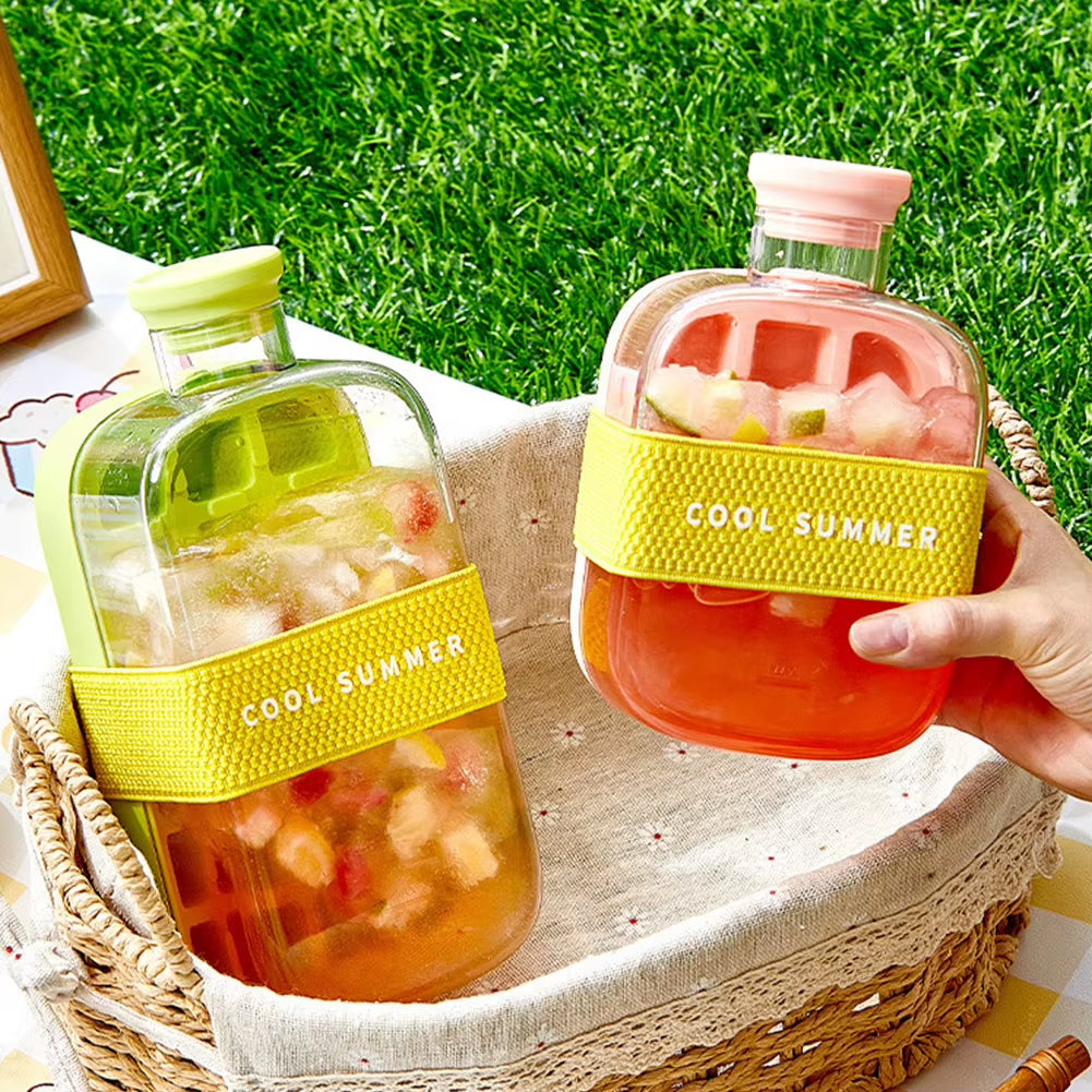 ChillSip Bottle Set – Stylish Water Bottle with Straw & Zero-Contact Ice Cube Tray