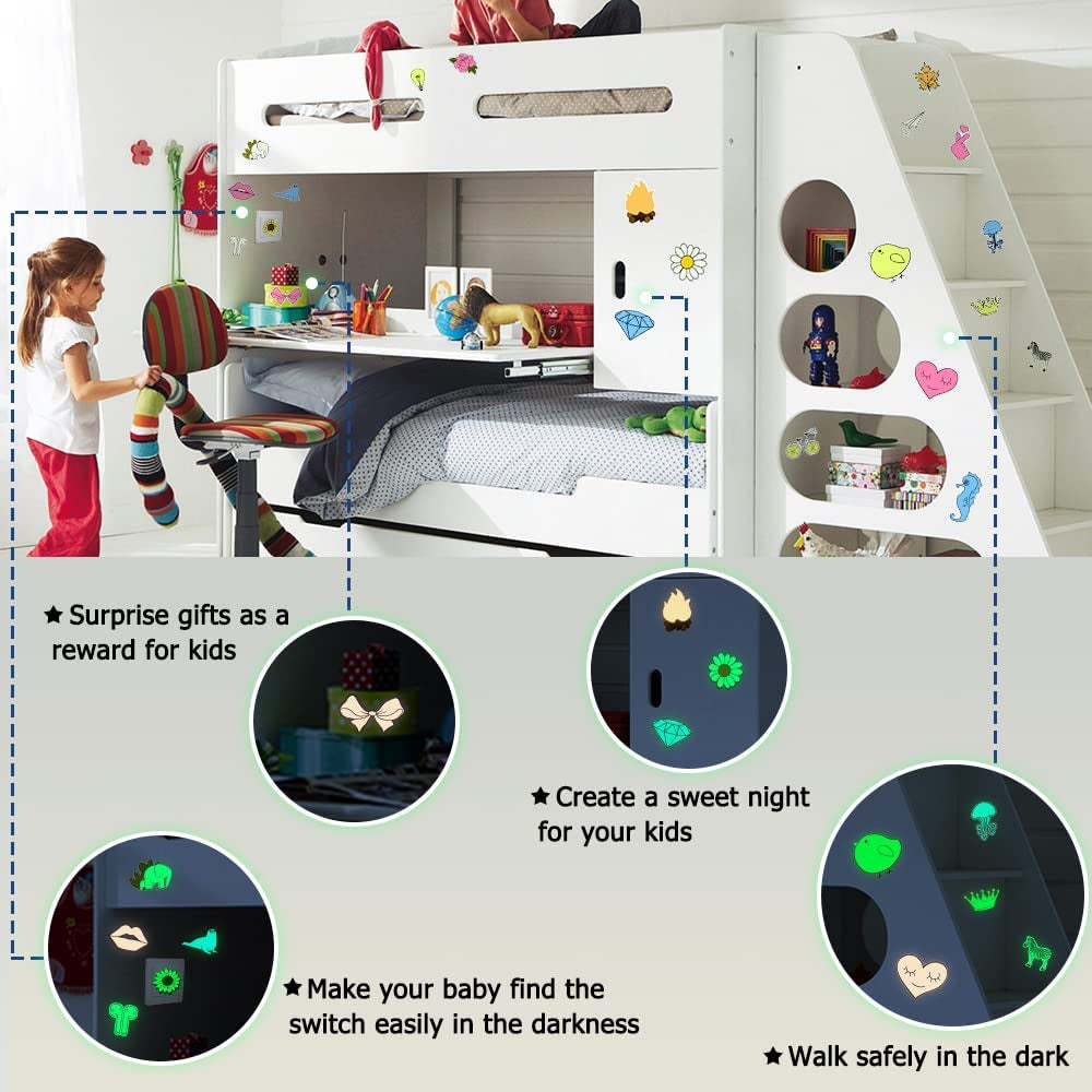 Glow in the Dark Stickers for Wall Stickers for Kids Glow in Dark Stickers for Decor Kids Bedroom Glow Stickers for Stocking Stuffers 30Pcs