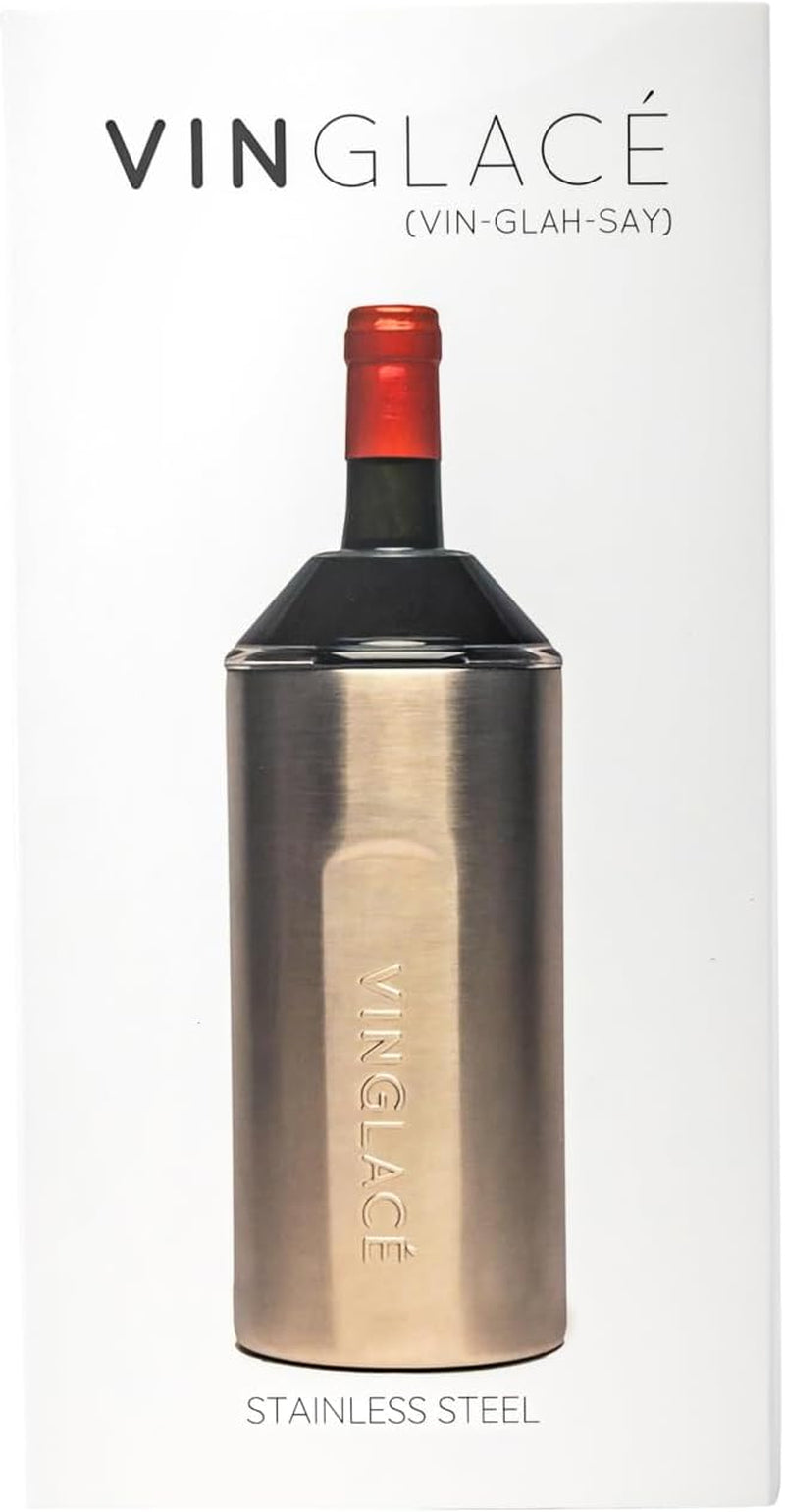 Wine Bottle Chiller- Portable Champagne Insulator- Stainless Steel Wine Cooler Sleeve, Black