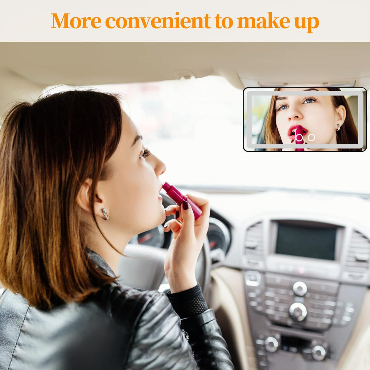 Car Sun Visor Vanity Mirror with Lights, Rechargeable Car Makeup Mirror Accessories, Birthday Gifts for Women Girl, 3 Light Modes, Dimmable Touch Led Screen, Universal for Car Truck