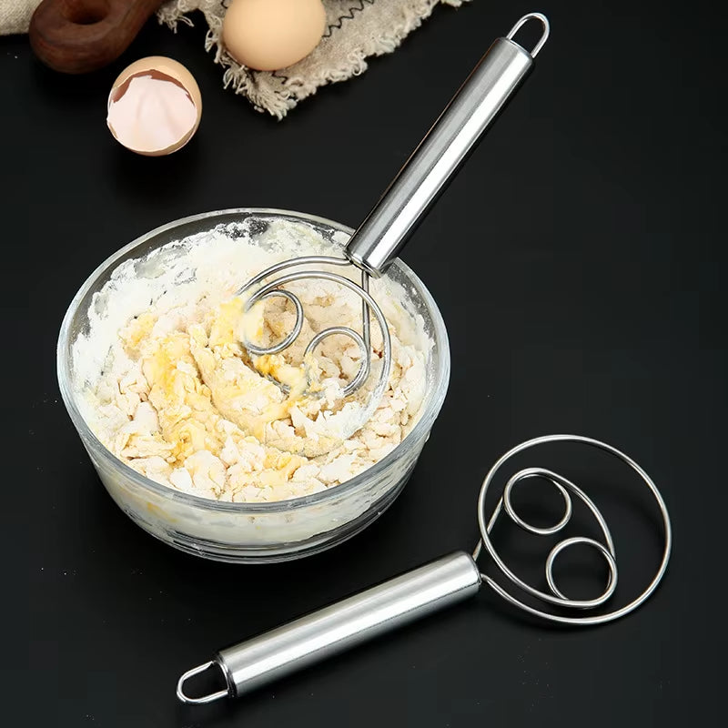 Baker’s Best Danish Dough Whisk – Dutch-Style Stainless Steel Hand Mixer for Effortless Bread, Biscuits & Cakes