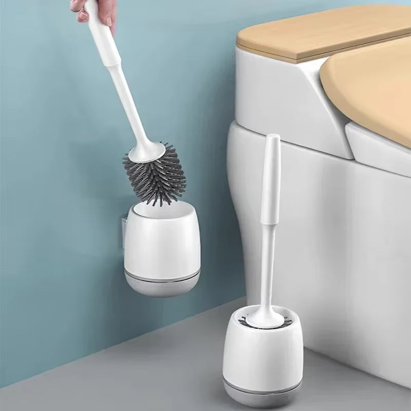 TPR Silicone Head Toilet Brush Wall Mounted Cleaning Brush Long Handle Toilet Brush Bathroom Accessories Sets Tools