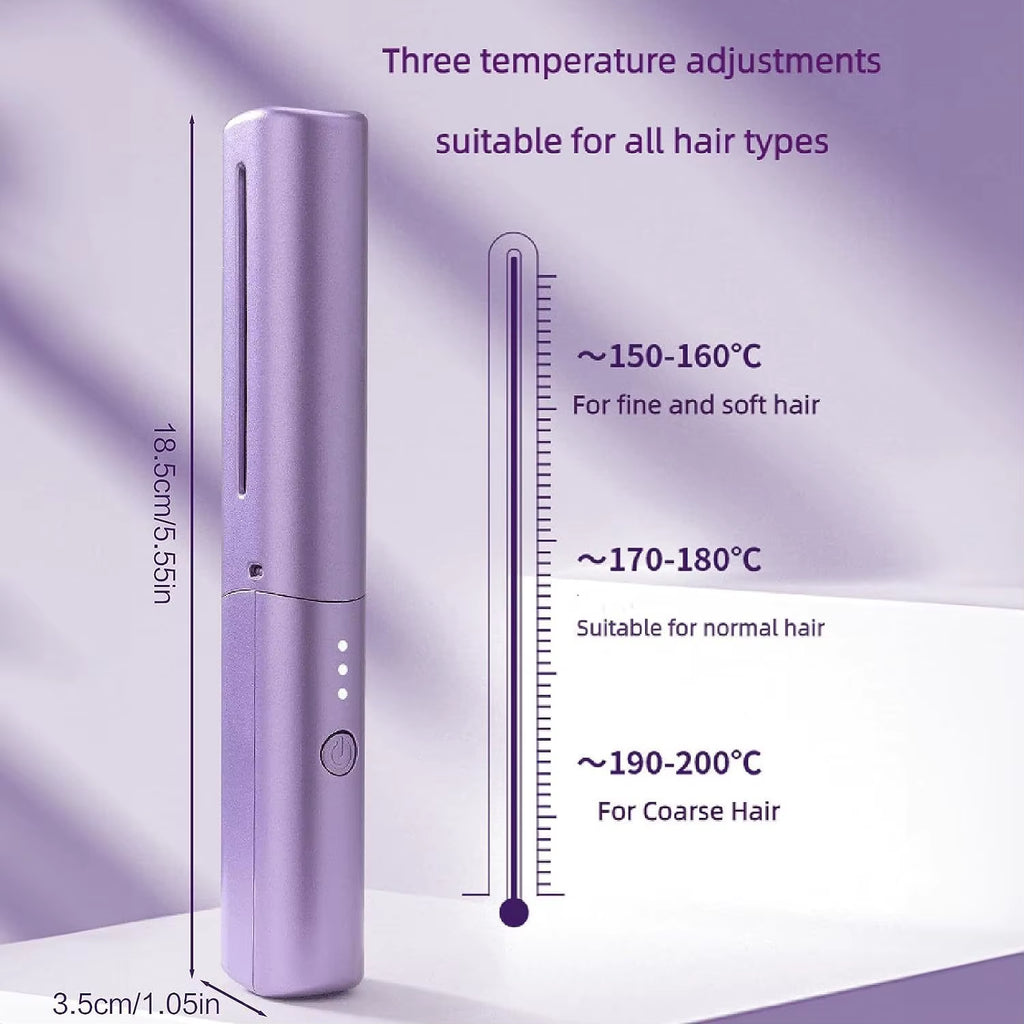 GlamWave Pro – Portable Wireless Heated Hair Straightener & Curler Brush