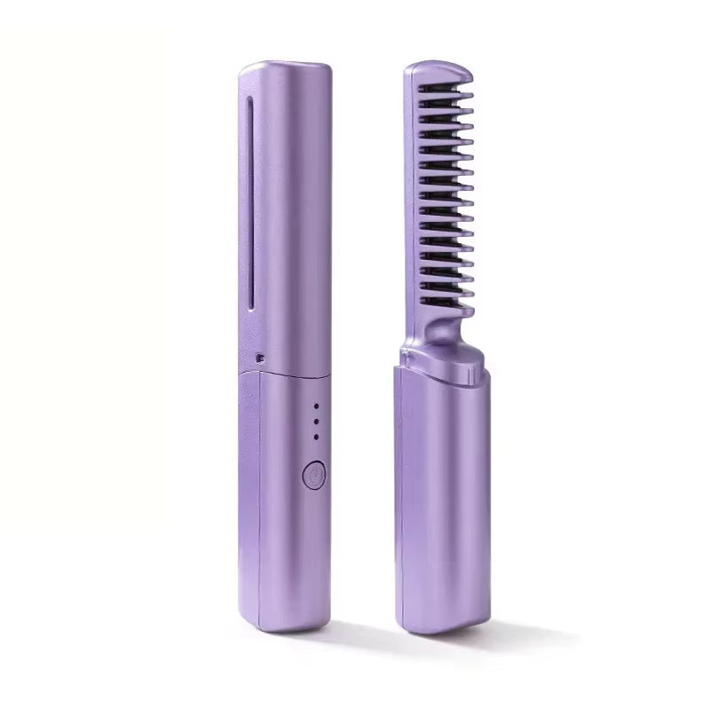 GlamWave Pro – Portable Wireless Heated Hair Straightener & Curler Brush
